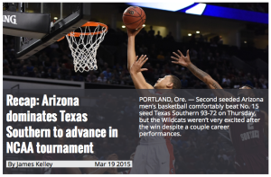 Arizona's Daily Wildcat offered significant coverage of its team's first-round game Thursday.